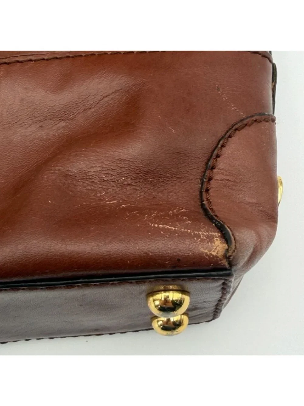 Etienne Aigner Brown Genuine Leather Satchel Shoulder Bag Crossbody Purse